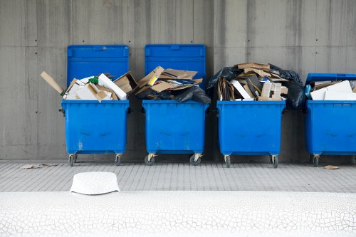 Business office with organized waste management system