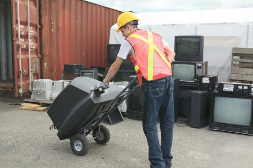 Professional team conducting garage clearance